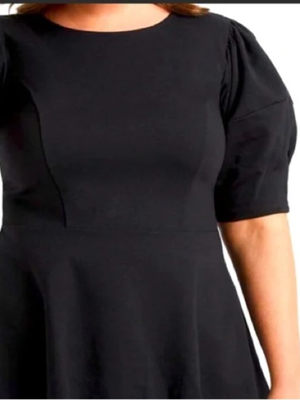 Eloquii Peplum Puff Sleeve Blouse with V-Back
